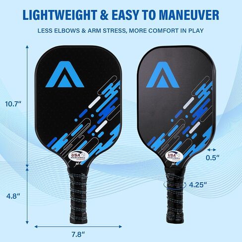 Pickleball Paddles Set of 2,USAPA Approved, Fiberglass Surface Pickleball Set with Pickleball Rackets, Polypropylene Honeycomb Core, Anti-Slip Sweat-Absorbing Grip,4 Pickleball,Portable Carry Bag in Saudi Arabia