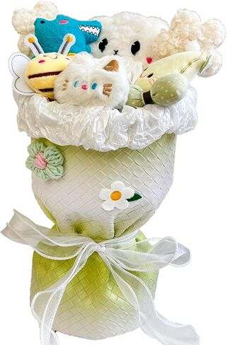 Plush Bouquets Doll, 13-inch Artificial Flowers Bouquet, Gift for Mom Wife Girlfriend Daughter, Birthday, Valentine's Day, Wedding, Anniversary, Graduation - White 5 Little and 1 Big in Saudi Arabia