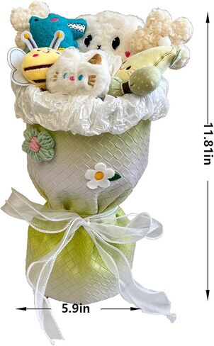 Plush Bouquets Doll, 13-inch Artificial Flowers Bouquet, Gift for Mom Wife Girlfriend Daughter, Birthday, Valentine's Day, Wedding, Anniversary, Graduation - White 5 Little and 1 Big in Saudi Arabia