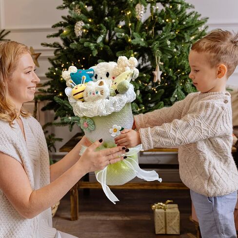 Plush Bouquets Doll, 13-inch Artificial Flowers Bouquet, Gift for Mom Wife Girlfriend Daughter, Birthday, Valentine's Day, Wedding, Anniversary, Graduation - White 5 Little and 1 Big in Saudi Arabia