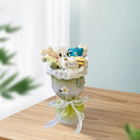 Plush Bouquets Doll, 13-inch Artificial Flowers Bouquet, Gift for Mom Wife Girlfriend Daughter, Birthday, Valentine's Day, Wedding, Anniversary, Graduation - White 5 Little and 1 Big in Saudi Arabia