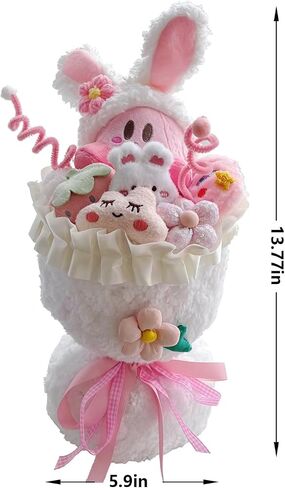 Plush Bouquets Doll, 13-inch Artificial Flowers Bouquet, Gift for Mom Wife Girlfriend Daughter, Birthday, Valentine's Day, Wedding, Anniversary, Graduation - White 5 Little and 1 Big in Saudi Arabia