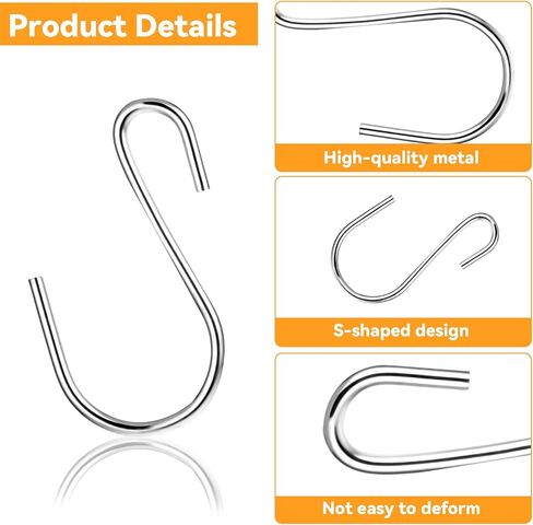 60Pcs Mini S Hooks, 1 Inch Small S Hooks for Hanging Small Metal Hooks Mini S Hooks Silver, S Shaped Mini Hooks for DIY Crafts Jewellery Hanging Key Chain and Name Plate(Silver) in Saudi Arabia