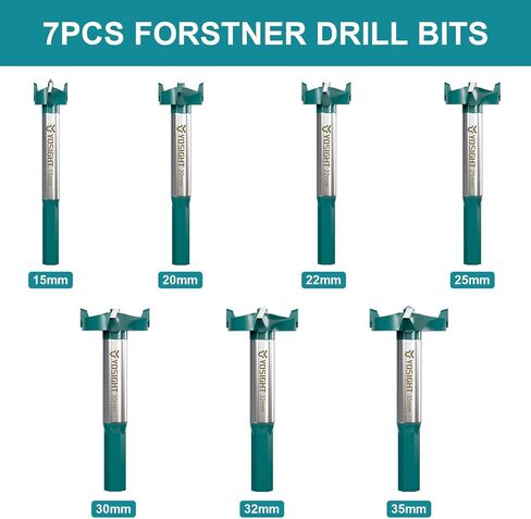 7PCS Hex Shank Forstner Drill Bit Set, 5/8" - 1-1/4" Carbide Tipped Hole Saw Milling Cutter Hole Opener, Woodworking Hinge Cutter Tools for Wood Plywood Hard Wood MDF in Kuwait
