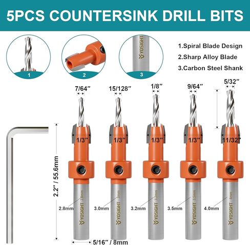 7PCS Hex Shank Forstner Drill Bit Set, 5/8" - 1-1/4" Carbide Tipped Hole Saw Milling Cutter Hole Opener, Woodworking Hinge Cutter Tools for Wood Plywood Hard Wood MDF in Kuwait