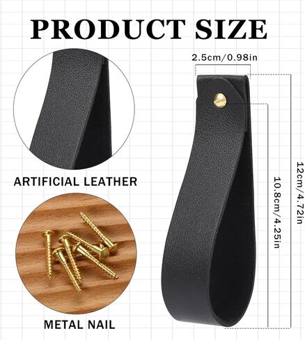 6 Pcs Leather Wall Hanging Straps Wall Hooks Lanyard Leather Curtain Rod Holder Leather Strap Hanger Towel Leather Hook Wall Mounted Leather Loop for Bathroom Kitchen Walls(Black) in Saudi Arabia