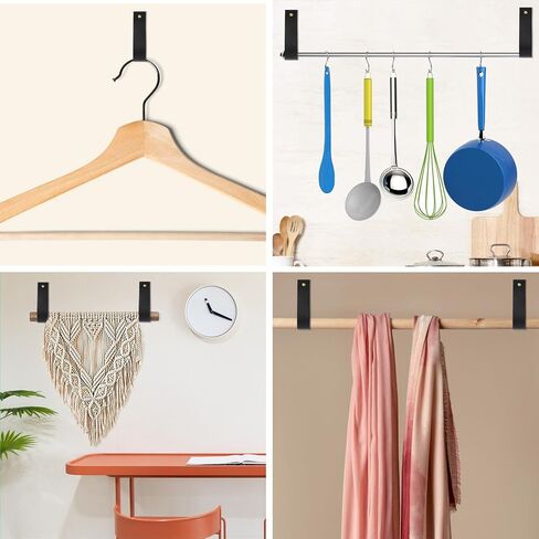 6 Pcs Leather Wall Hanging Straps Wall Hooks Lanyard Leather Curtain Rod Holder Leather Strap Hanger Towel Leather Hook Wall Mounted Leather Loop for Bathroom Kitchen Walls(Black) in Saudi Arabia