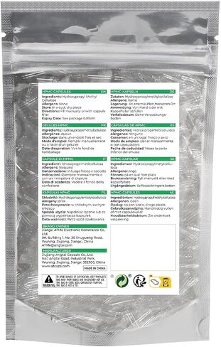 Empty Vegan Capsules Size 2 - Vegan Capsules Empty (100 Count) Empty Capsules DIY Vegetable Capsule Filling - Veggie Capsules Empty Caps with 2 Micro Lab Spoons for Capsule Filling in Kuwait