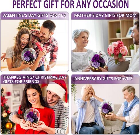 KDM Preserved Roses Gifts for Women Mom Grandma Friend,Long-Lasting Real Flowers in Glass Dome with LED Strip,for Mothers Day Valentines Christmas Thanksgiving （Champagne Austin Yellow Rose） in Saudi Arabia