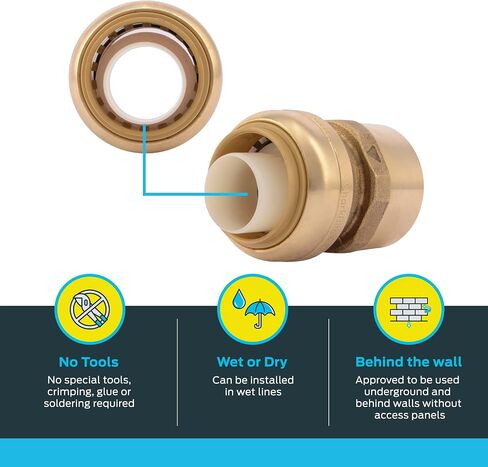 SharkBite 1 x 1 Inch FNPT Adapter, Push To Connect Brass Plumbing Fitting, PEX Pipe, Copper, CPVC, PE-RT, HDPE, U094LFA in Saudi Arabia