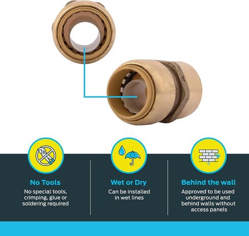 SharkBite 1 x 1 Inch FNPT Adapter, Push To Connect Brass Plumbing Fitting, PEX Pipe, Copper, CPVC, PE-RT, HDPE, U094LFA in Saudi Arabia
