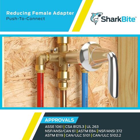 SharkBite 1 x 1 Inch FNPT Adapter, Push To Connect Brass Plumbing Fitting, PEX Pipe, Copper, CPVC, PE-RT, HDPE, U094LFA in Saudi Arabia