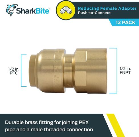 SharkBite 1 x 1 Inch FNPT Adapter, Push To Connect Brass Plumbing Fitting, PEX Pipe, Copper, CPVC, PE-RT, HDPE, U094LFA in Saudi Arabia