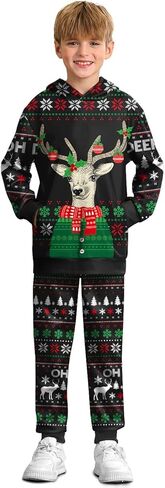 BesserBay Boys Funny Ugly Christmas 2 Piece Set with Graphic Sweatshirt and Pants 4-14 Years in Kuwait