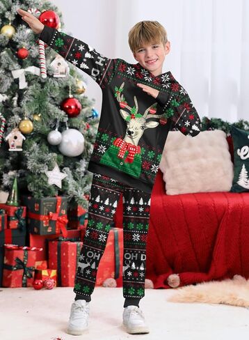 BesserBay Boys Funny Ugly Christmas 2 Piece Set with Graphic Sweatshirt and Pants 4-14 Years in Kuwait