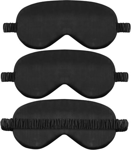 Silk Eye Mask for Sleep, Satin Blackout Sleeping Mask for Women, Soft Eye Cover with Adjustable Strap, Night Eyeshade Travel Nap Sleepmask for Women Men(Black, Navy Blue, Pink) in Saudi Arabia