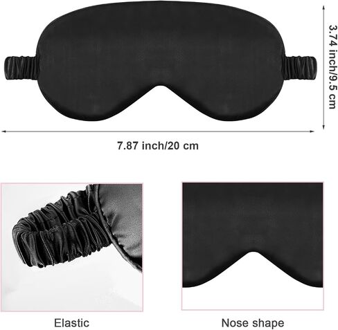 Silk Eye Mask for Sleep, Satin Blackout Sleeping Mask for Women, Soft Eye Cover with Adjustable Strap, Night Eyeshade Travel Nap Sleepmask for Women Men(Black, Navy Blue, Pink) in Saudi Arabia