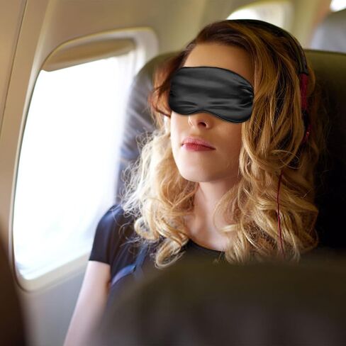 Silk Eye Mask for Sleep, Satin Blackout Sleeping Mask for Women, Soft Eye Cover with Adjustable Strap, Night Eyeshade Travel Nap Sleepmask for Women Men(Black, Navy Blue, Pink) in Saudi Arabia