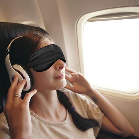Silk Eye Mask for Sleep, Satin Blackout Sleeping Mask for Women, Soft Eye Cover with Adjustable Strap, Night Eyeshade Travel Nap Sleepmask for Women Men(Black, Navy Blue, Pink) in Saudi Arabia