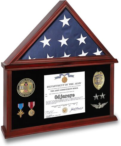 Flag Display Case with HD Tempered Glass for 5' X 9.5' Folded American Veteran Burial Flag Military Memorial Flag Display Case, Black Finish in Saudi Arabia