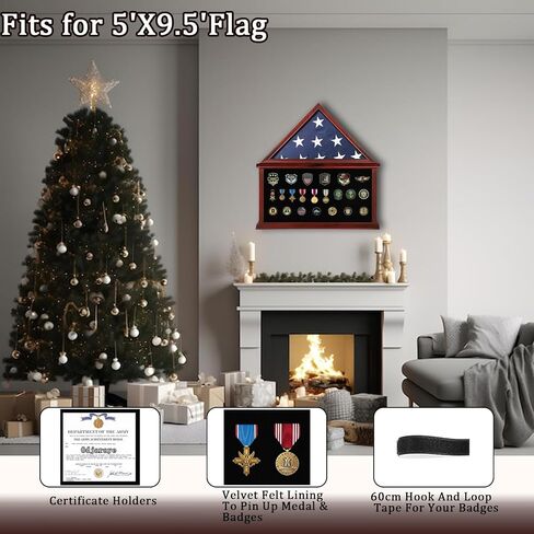 Flag Display Case with HD Tempered Glass for 5' X 9.5' Folded American Veteran Burial Flag Military Memorial Flag Display Case, Black Finish in Saudi Arabia