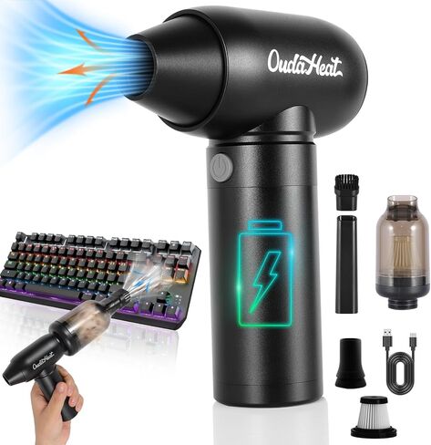 120W Electric Compressed Air Duster 130000RPM 52m/s Wind Speed, Portable Handheld Air Blower with 4 Speed Adjustment for Computer, Keyboard,Camera,Car,Outdoor,Home, USB-C Rechargeable, LED Light in Saudi Arabia
