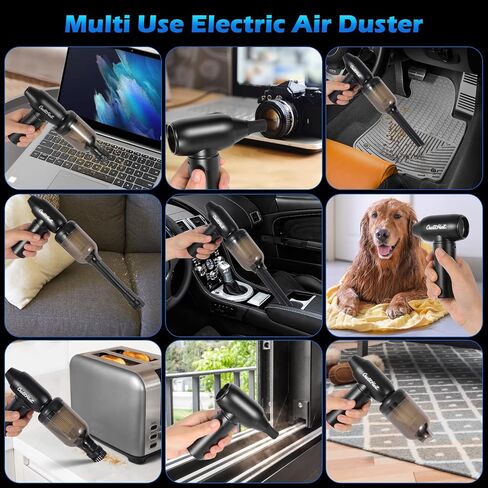 120W Electric Compressed Air Duster 130000RPM 52m/s Wind Speed, Portable Handheld Air Blower with 4 Speed Adjustment for Computer, Keyboard,Camera,Car,Outdoor,Home, USB-C Rechargeable, LED Light in Saudi Arabia