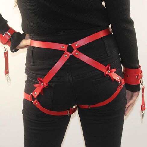 Jerany الأسود جلدية الجسم سلسلة الشرير الصدرية تسخير الخصر حزام على شكل سلسلة ملهى ليلي حفلة الهذيان أحزمة الجسم اكسسوارات للنساء والفتيات in Kuwait