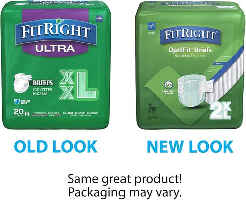 حفاضات FitRight Ultra للبالغين، سراويل داخلية للاستعمال مرة واحدة مع علامات تبويب، امتصاص ثقيل، مقاس XX-Large، 60 بوصة - 69 بوصة، 4 عبوات من 20 (إجمالي 80) in Saudi Arabia