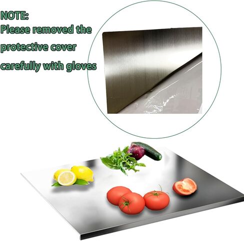 لوح تقطيع من الفولاذ المقاوم للصدأ، لوح تقطيع كبير سميك من الفولاذ 304 للحوم والفواكه والخضروات وغسالة الأطباق (23.62 × 19.69 بوصة) in Kuwait