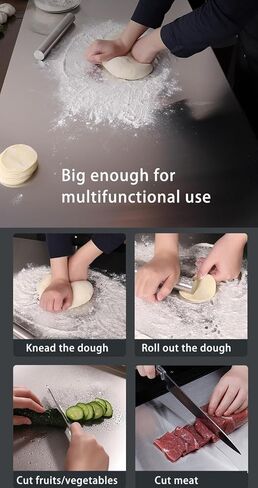 لوح تقطيع من الفولاذ المقاوم للصدأ، لوح تقطيع كبير سميك من الفولاذ 304 للحوم والفواكه والخضروات وغسالة الأطباق (23.62 × 19.69 بوصة) in Kuwait