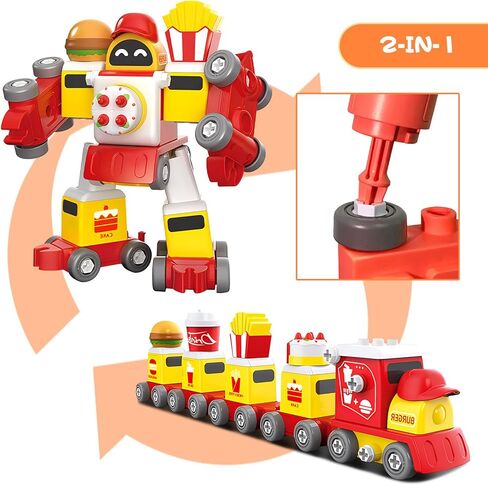 Building Blocks Toys for Age 3-6,STEM Take Apart Transform Train Set Preschool Educational Learning Construction Toys Kit Birthday Gifts for Toddlers Boy Girls Son 3 4 5 6 7 8 Year Old in Kuwait