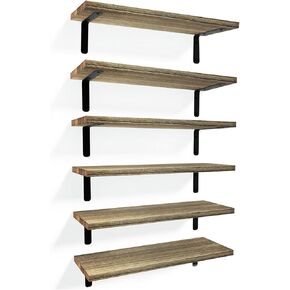 مجموعة أرفف خشبية عائمة من GKYZBB مكونة من 6، أرفف ديكور للحائط، أرفف عائمة للجدار، أرفف المزرعة وغرفة النوم، أرفف تخزين الحمام، أرفف الكتب لغرفة المعيشة، 16.5 بوصة × 6.3 بوصة in Kuwait