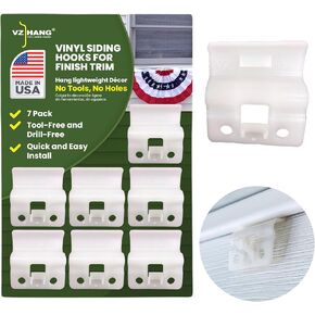 8 Pack (4 Metal + 4 Plastic) Vinyl Siding Hooks - Tool-Free and Drill-Free Siding Hooks for Hanging Outdoor Decorations - Stainless Steel and Plastic Siding Hooks for Home, Christmas Lights