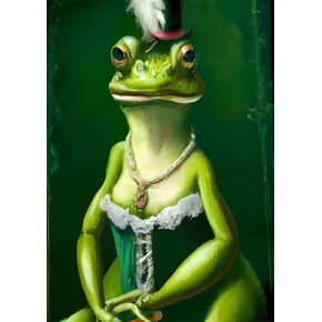 BZQOPFDA Vintage Frog Poster Nobility Frog Portrait Aesthetic Frog Wall Art Retro Posters for Room Aesthetic Frog Canvas Print for Living Room Canvas Wall Art Home Decor 16x24inches Unframed