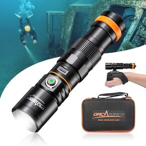 ORCATORCH D710 Scuba Diving Light, 3000 Lumens Super Bright Underwater Flashlight with 6 Degrees Narrow Beam, IP68 Waterproof Night Dive Torch 150 Meters Submersible Light