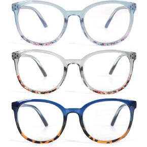 نظارات قراءة دائرية للنساء من KoKoBin مكونة من 3 قطع، قارئات عصرية بمفصلات ربيعية تحجب الضوء الأزرق in Kuwait