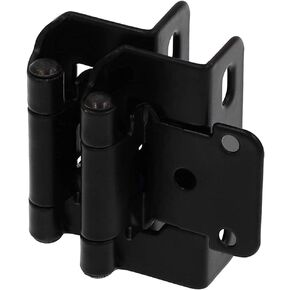 Decobasics 1/2" Overlay Semi Partial Wrap Around Kitchen Cabinet Hinges (25 Pair -50 Pack) - Self Closing Matte Black Cabinet Hinges for Kitchen Cabinets w/Cupboard Silicon Bumpers & Upgraded Screws