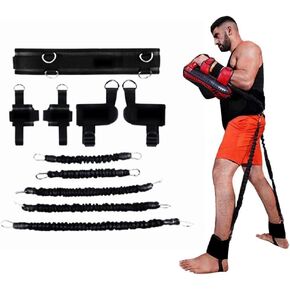Boxing Resistance Bands, Leg Strength and Agility Speed Resistance Bands Trainer for Men and Women Exercise Power Punch Pro with Belt, Ankle, Boxing Bands for MMA