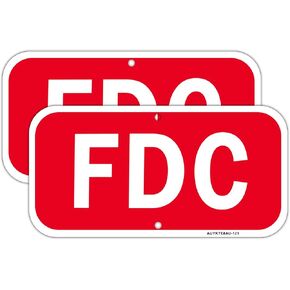 2-Pack FDC Sign, Fire Department Connection Sign, 12x6 inches, Rust Free .040 Aluminum Reflective Sign, UV Protected, Fade Resistance, Weatherproof, Easy Mounting, Outdoor Use