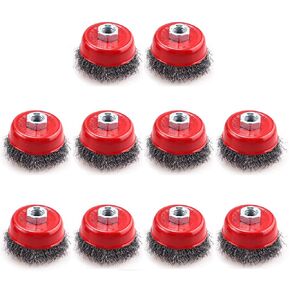 4" Twisted Knotted Wire Cup Brush for Angle Grinders, with 5/8"-11 Arbor for Heavy Cleaning Rust, Stripping and Abrasive (10 Pack)