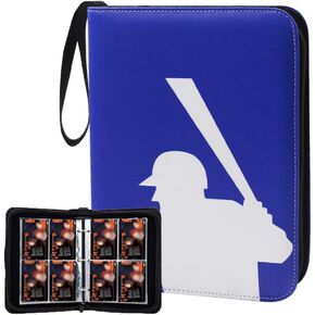 Trading Card Binder 4 Pockets, PU Cover Card Collectible Trading Card Albums for 400 Cards, Sturdy Card Holder Folders, Card Album for Game Cards & Sports Cards (Red-Blue)