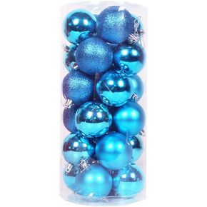 24Pcs Christmas Balls Ornaments Christmas Decorations 24 Pieces Balls Tree Ornaments Decorative Ball Hanging Decorations (Red, 1.57inch)