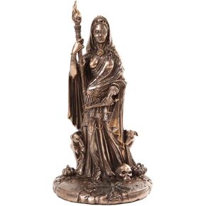 Greek Goddess Hecate Sculpture Athenian Patroness of Crossroads, Witchcraft, Dogs and Patina Statue