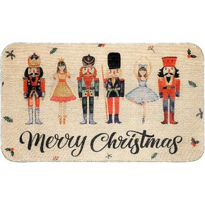 Erweicet Christmas Half Circle Door Mat Round Christmas Bath Rugs Christmas Door Mat Decorations for Floor Indoor Living Room Bathroom Kitchen Fireplace 16'' X 31''