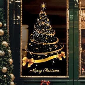 141Pcs Christmas Window Clings Red Gold Xmas Ball Window Stickers Double-Side Glass Decals for Home Party Supplies, 7.9 x 11.8 Inch, 9 Sheets