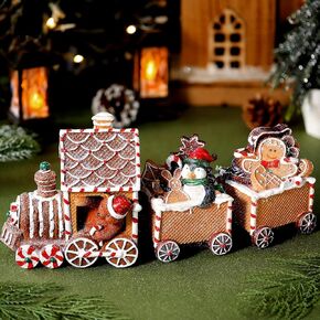 Christmas Gingerbread Express Train Gingerbread Christmas Decorations Santa Claus Train Decorations Xmas Gingerbread Train Resin Craft Christmas Home Party Decor