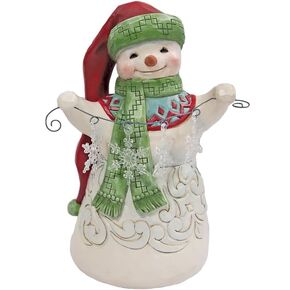 Enesco Jim Shore Heartwood Creek Snowman with Snowflake Garland Figurine- Resin Hand Painted Crafted Collectible Decorative Figurines Christmas Home Decor Collection Sculpture Shelf Statue, 6.5 Inch