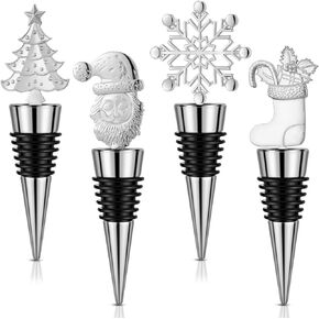 4 Pieces Snowflake Wine Stopper Decorative Christmas Wine Bottle Stopper for Keeping Wine Fresh Holiday Wedding Christmas Party Supplies (Novel Style)