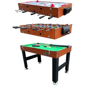 KICK Trio 48″ 3-in-1 Multi Game Table - Combo Game Table Set - Billiards, Air-Hockey, and Foosball for Home, Game Room, Friends and Family!